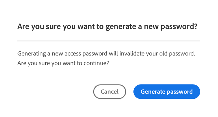 Conferma la generazione della password