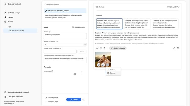 Genera varianti - immagine Express salvata