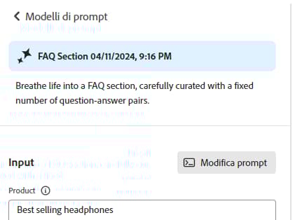 Genera varianti - Modifica prompt