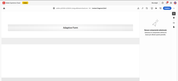 Frammento nell’editor universale per l’authoring