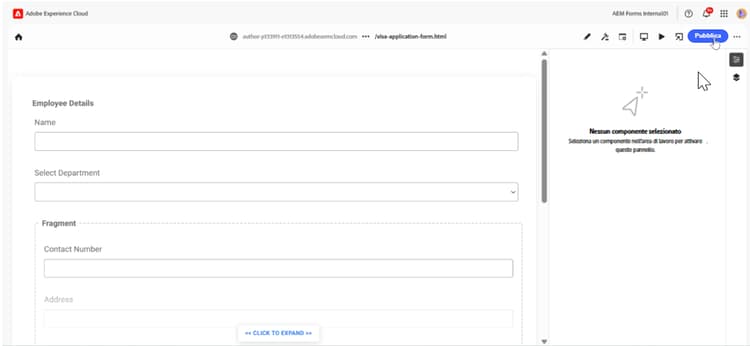 Fai clic su Pubblica