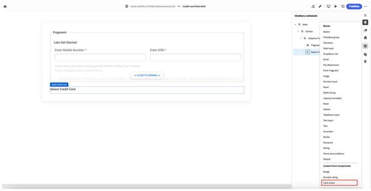 Selezionare il componente personalizzato