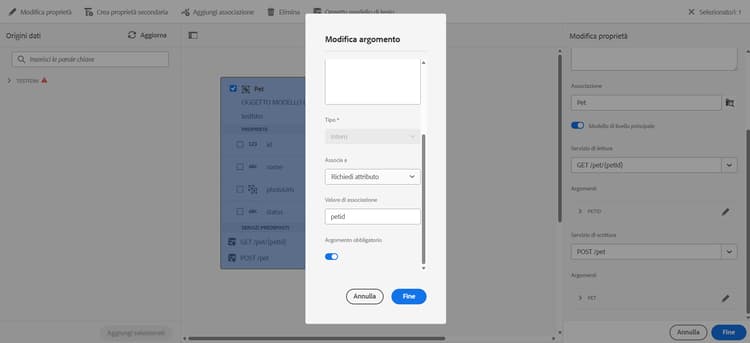 Configurare l’argomento ID animale domestico