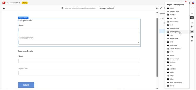 Aggiungi frammento modulo