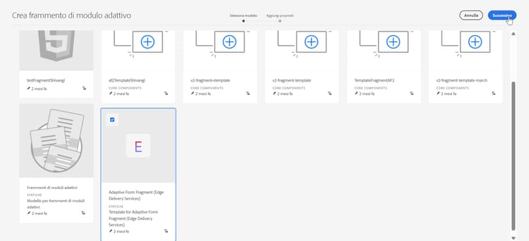 Seleziona modello di Edge Delivery Services