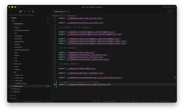 aggiungi scss modulo adattivo