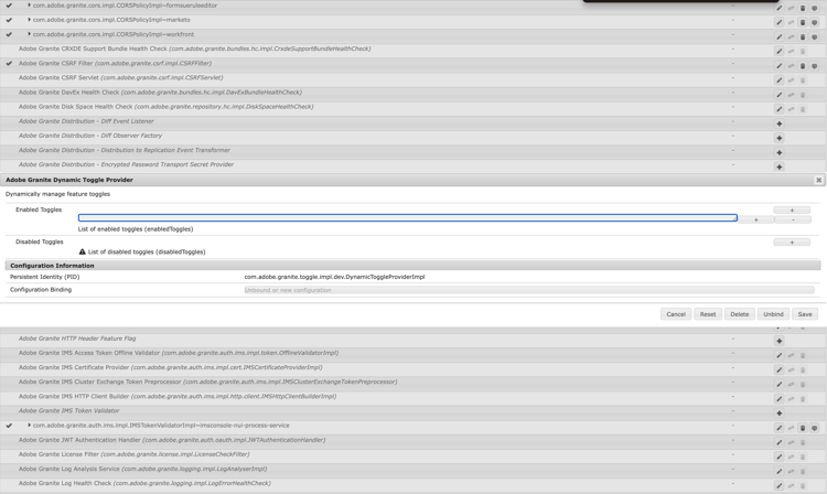 Attiva/Disattiva funzionalità