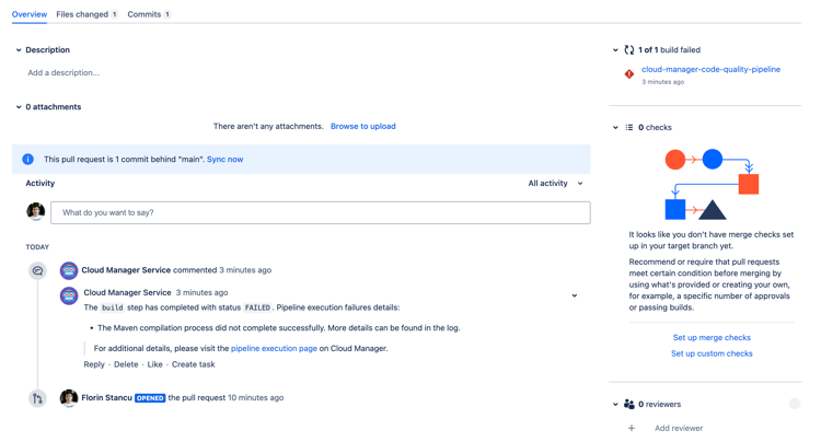 Stato di convalida della richiesta pull per Bitbucket