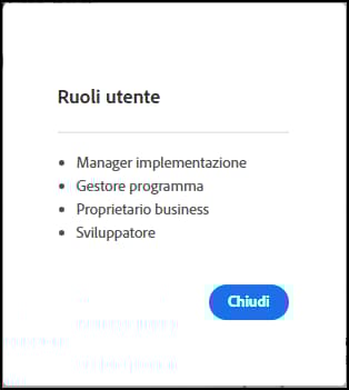 Elenco dei ruoli utente