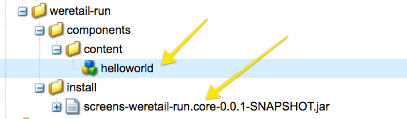 Rappresentazione del codice ui.apps in CRXDE Lite