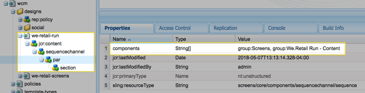 Configurazione progettazione in /apps/settings/wcm/designs/we-retail-run