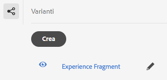 Creazione di una variante del frammento esperienza