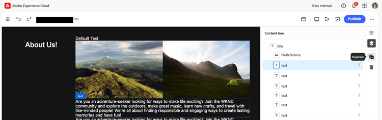 Selezione di un componente da aggiungere a un contenitore