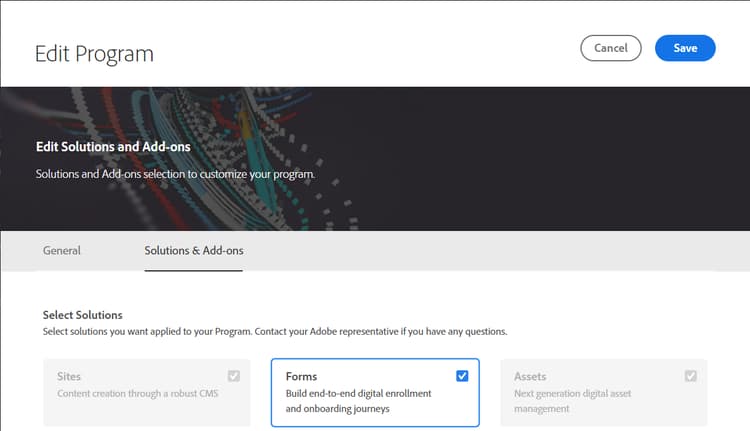 Selezionare lopzione Forms