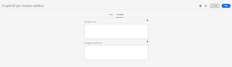 Scheda Convalida hCaptcha