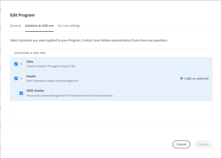 Configurazione della soluzione Experience Manager Guides
