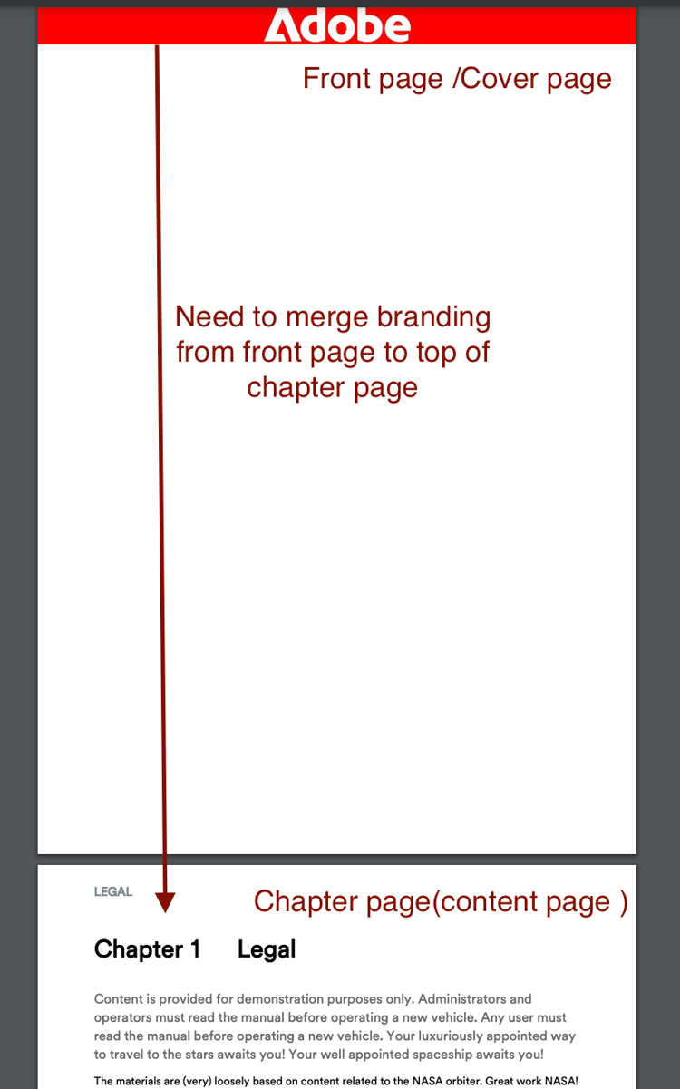 Prima di correggere il branding: schermata che mostra il layout PDF predefinito