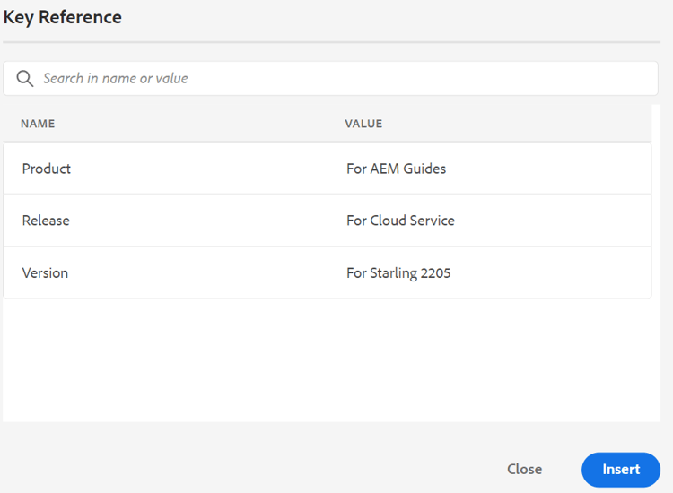 parola chiave insert