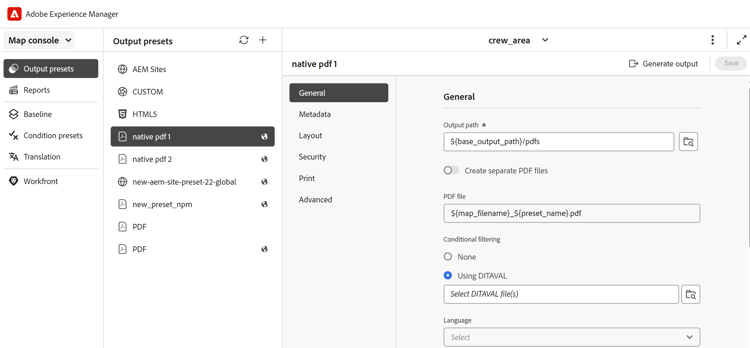 pannello predefinito
