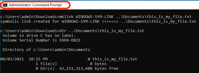 Immagine del prompt dei comandi di Windows eseguito come amministratore