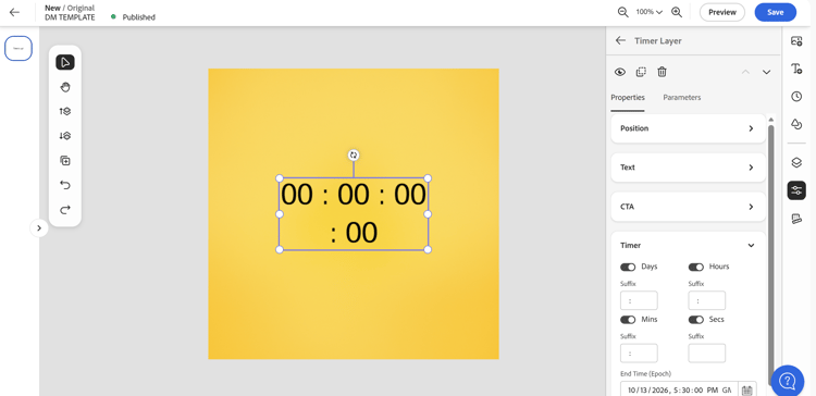 proprietà livello timer conto alla rovescia
