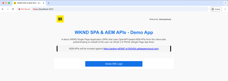 Home applicazione SPA WKND