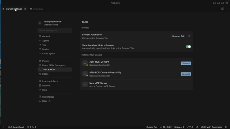 Connessione al server AEM MCP