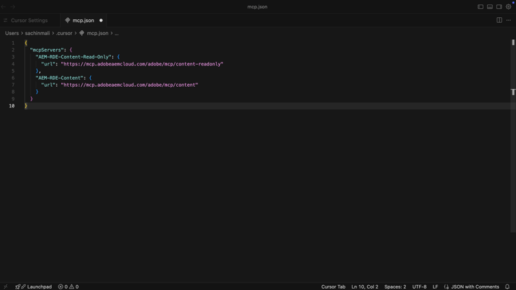 Aggiungi server AEM MCP