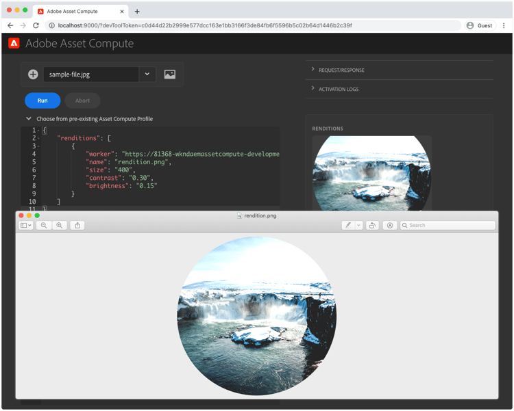 Rendering PNG con parametri