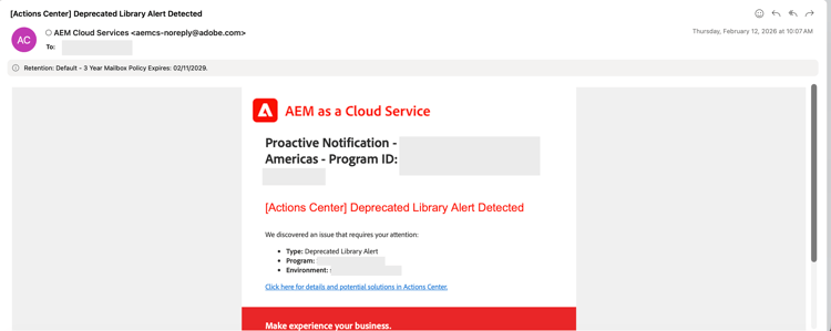 API obsolete nel Centro azioni