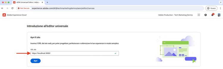 Editor universale - URL sito