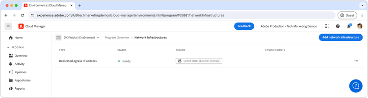 Stato creazione indirizzo IP in uscita dedicato