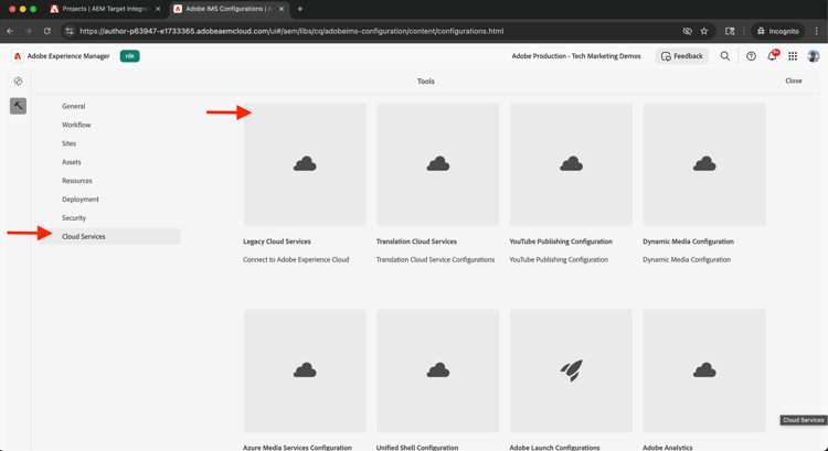 Servizi cloud precedenti
