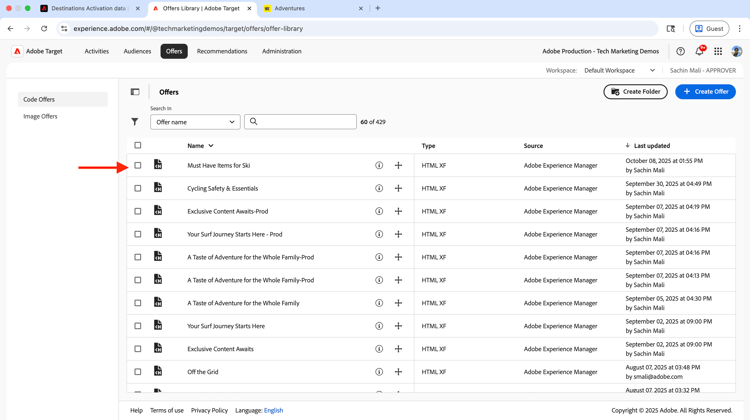 Offerte Personalization per utenti noti