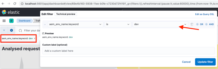 Filtro globale nello strumento ELK