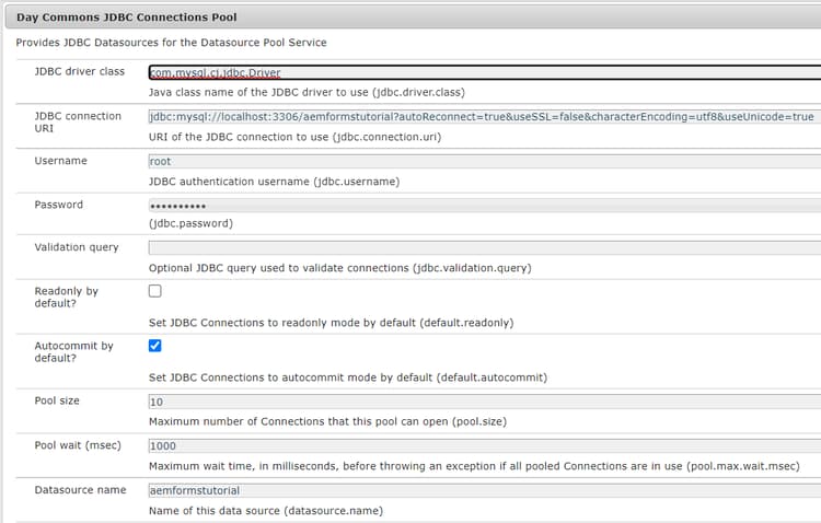 Configurazione OSGi del pool di connessioni JDBC