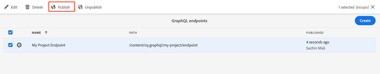 Endpoint GraphQL Publish