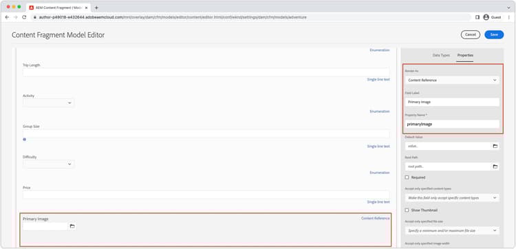 Modello per frammenti di contenuto con riferimento a unimmagine