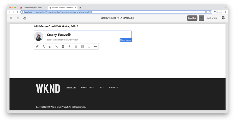 Componente nome autore completato