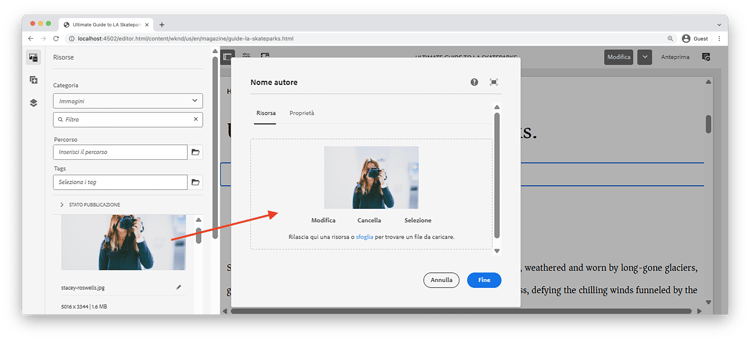 Aggiungere immagine alla finestra di dialogo