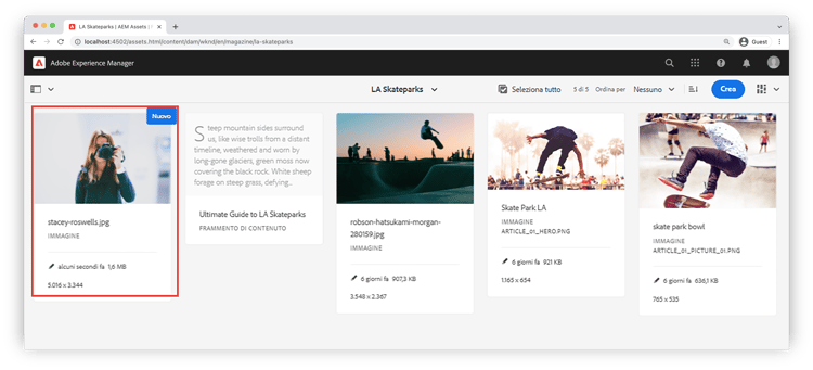 Immagine caricata in AEM Assets