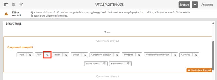 Configurazione criterio di testo