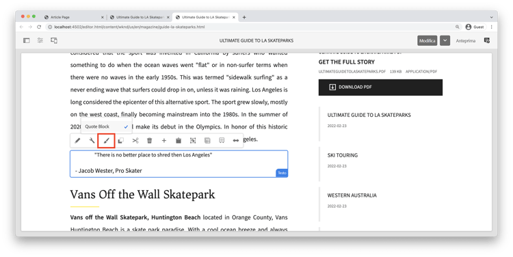Applicare lo stile di blocco citazione