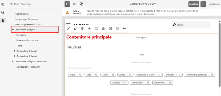 Contenitore principale