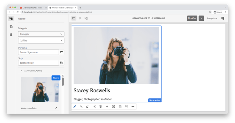 componente nome autore non formattato