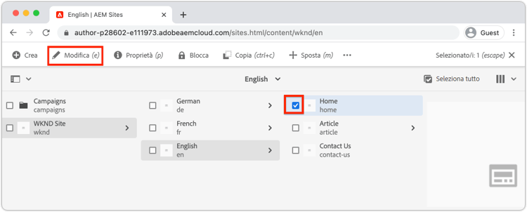 Gerarchia del sito WKND