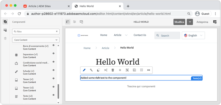 Componente Rich Text