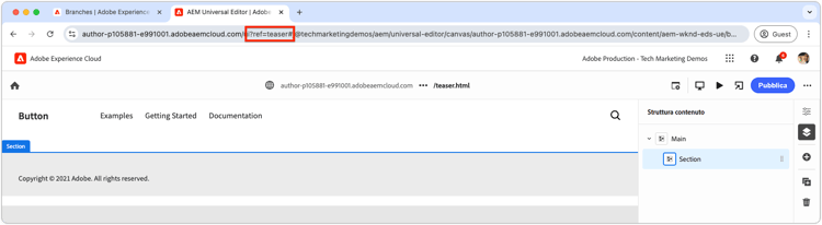 Editor universale: selezionare un ramo teaser