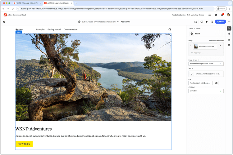 Editor universale: authoring di un blocco