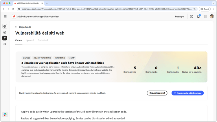 Opportunità Vulnerabilità del siti web